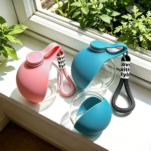 Botella de agua portátil para mascotas, dispensador de agua plegable para exteriores (gatos y perros pequeños)