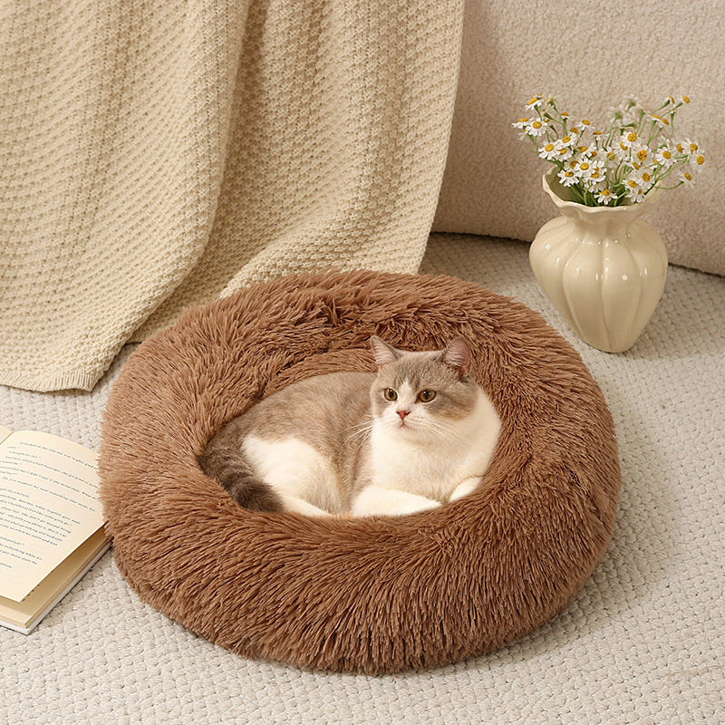 Cama nido de felpa redonda para perros y gatos