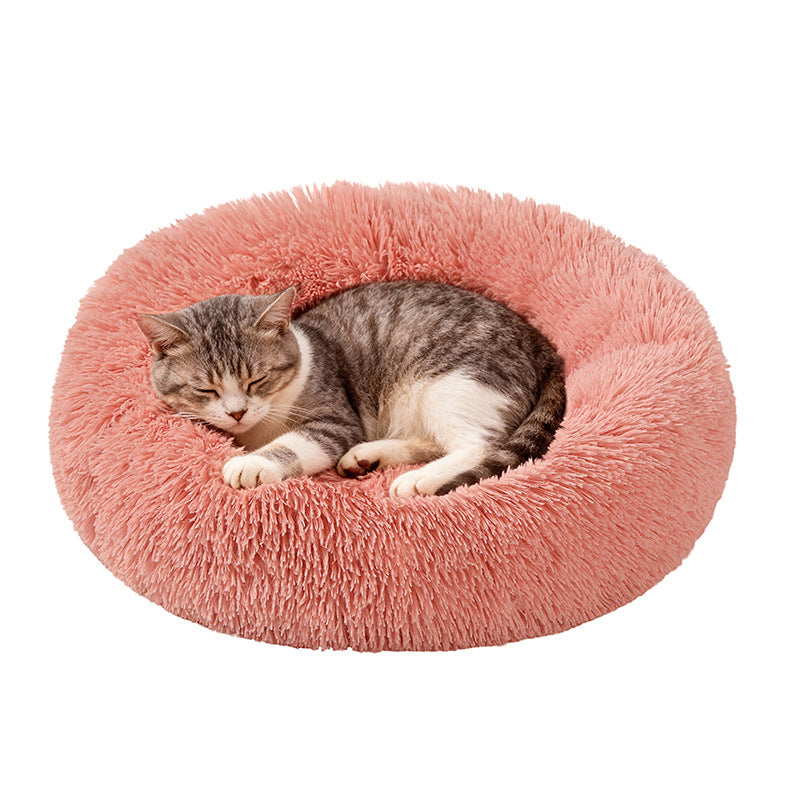 Cama nido de felpa redonda para perros y gatos