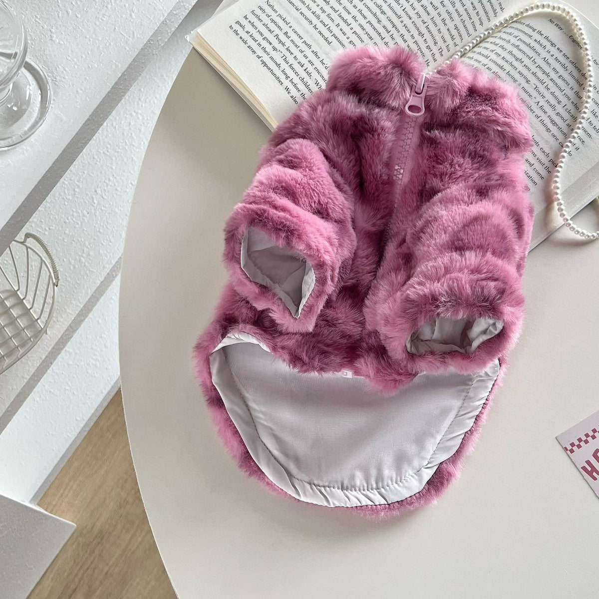 Polerón con gorro para mascota: abrigo peludo con estampado de leopardo para perros chicos y gatos