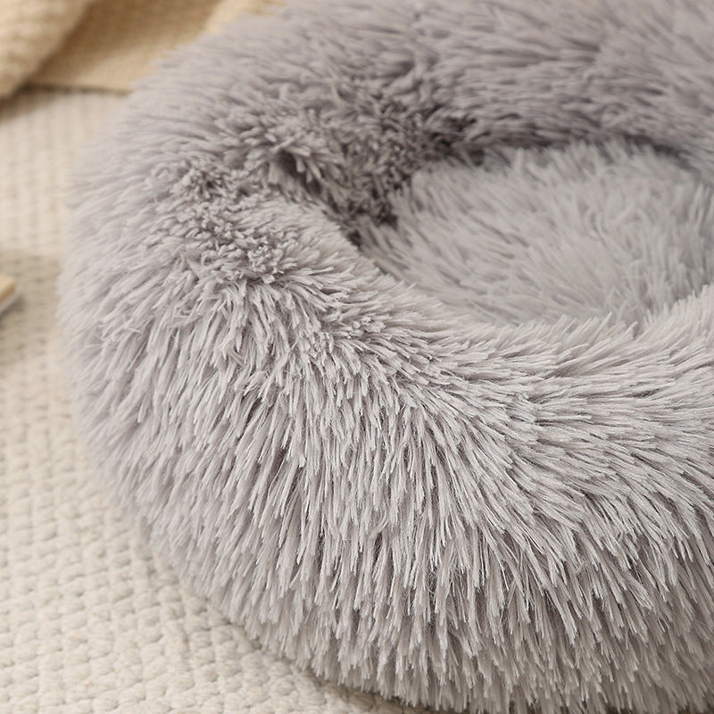 Cama nido de felpa redonda para perros y gatos